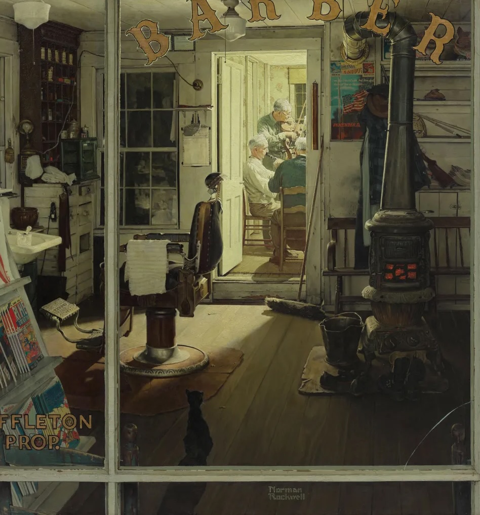 Norman Rockwell, Shuffleton’s Barbershop (1950)